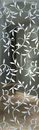 Door Glass Insert featuring a Frosted Glass Foliage Design Sandblast Etched Glass Vines Design by Sans Soucie