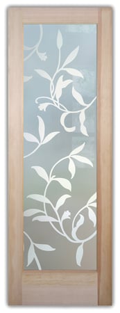 Pantry Door with a Frosted Glass Vines Large Foliage Design for Private by Sans Soucie Art Glass