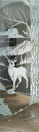 Interior Glass Insert with Frosted Glass Wildlife Wandering White Tail Design by Sans Soucie
