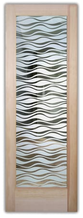 Front Door featuring Frosted Glass Design Etched Glass by Sans Soucie Art Glass with Custom Patterns Design Wavy