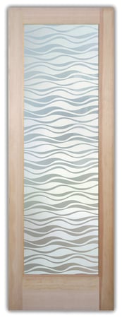 Pantry Door featuring Frosted Glass Design Etched Glass by Sans Soucie Art Glass with Custom Patterns Design Wavy