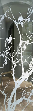Door Glass Insert with Frosted Glass Asian Wild Cherry Design by Sans Soucie