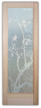 Front Door with Frosted Glass Asian Wild Cherry Design by Sans Soucie