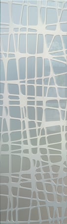 Interior Glass Insert featuring Frosted Glass Design Etched Glass by Sans Soucie Art Glass with Custom Geometric Design Woven