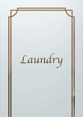 Laundry Insert featuring Frosted Glass Design Etched Glass by Sans Soucie Art Glass with Custom Traditional Design Concave Corner Laundry