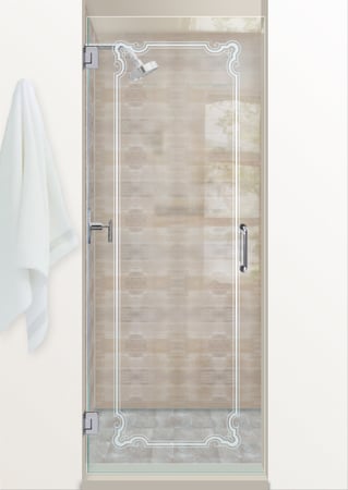 Shower Door with Frosted Glass Traditional Florence Border Design by Sans Soucie