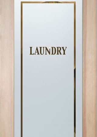Laundry Room Door showcasing a Frosted Glass Traditional Design with Sandblast Etched Glass Art by Sans Soucie Classic 1 Pinstripe Design