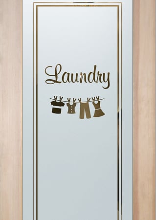 Laundry Room Door featuring Frosted Glass Design Etched Glass by Sans Soucie Art Glass with Custom Country Farmhouse Design Clothesline Murray