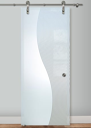 Glass Barn Door with sandblast Frosted Glass Design Art Glass Featuring Sandblast Etched Glass by Sans Soucie
