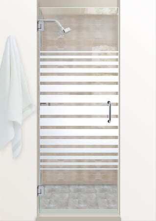 Shower Door with a sandblast Frosted Glass Geometric Design Custom-Designed Decorative Etched Glass