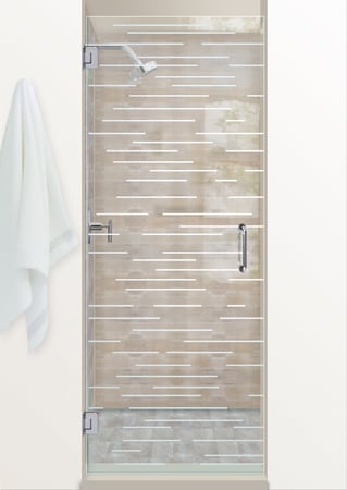 Shower Door with Frosted Glass Geometric Finer Lines Design by Sans Soucie