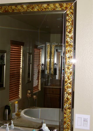 Decorative Mirror with a Frosted Glass Fragments Border Gold Borders Design for Private by Sans Soucie Art Glass