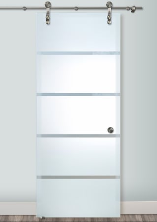 Glass Barn Door with Frosted Glass Geometric Grand Design by Sans Soucie