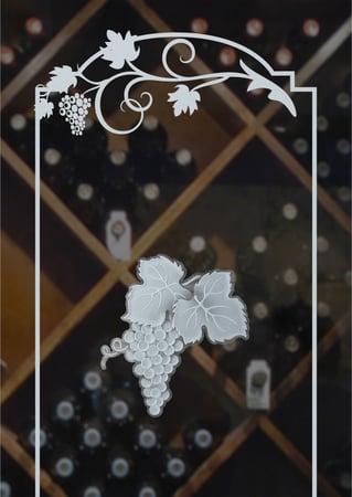 Wine Insert featuring a Frosted Glass Grapes & Ivy Design Sandblast Etched Glass Grape Cluster Grape Ivy Design by Sans Soucie