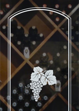 Wine Insert with Frosted Glass Grapes & Ivy Grape Cluster Arched Border Design by Sans Soucie