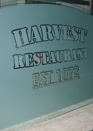 Partition with a sandblast Frosted Glass Logos Design Custom-Designed Decorative Etched Glass