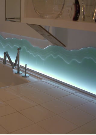 Edge Lit Glass featuring Frosted Glass Design Etched Glass by Sans Soucie Art Glass with Custom Edges Design Iceberg Edge
