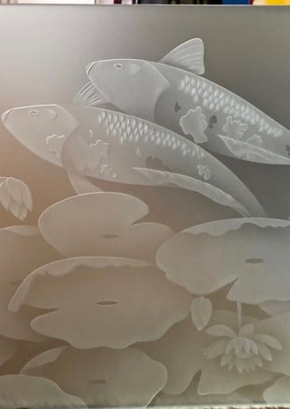 Window with sandblast Frosted Glass Design Art Glass Featuring Sandblast Etched Glass by Sans Soucie