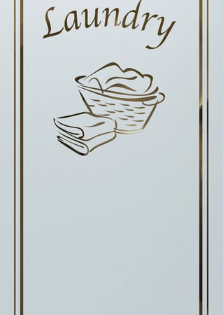 Laundry Insert with a sandblast Frosted Glass Country Farmhouse Design Custom-Designed Decorative Etched Glass