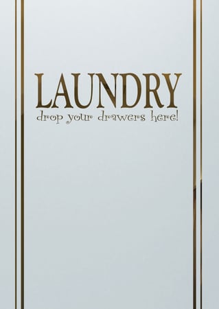 Laundry Insert featuring Frosted Glass Design Etched Glass by Sans Soucie Art Glass with Custom Sayings Design Laundry Drawers
