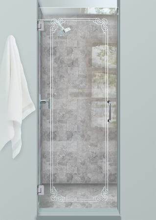 Shower Door with a Frosted Glass Naples Border Borders Design for Semi-Private by Sans Soucie Art Glass