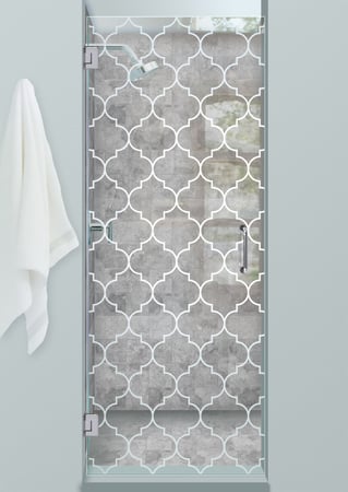 Shower Door with a sandblast Frosted Glass Patterns Design Custom-Designed Decorative Etched Glass