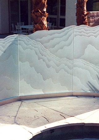 Partition with a Frosted Glass Rugged Waves Abstract Design for Private by Sans Soucie Art Glass