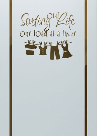 Laundry Insert featuring Frosted Glass Design Etched Glass by Sans Soucie Art Glass with Custom Sayings Design Sorting Out Life Clothesline