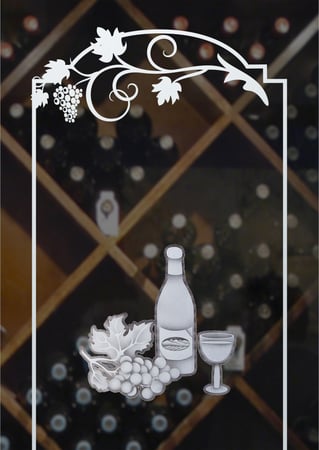 Wine Insert featuring Frosted Glass Design Etched Glass by Sans Soucie Art Glass with Custom Grapes & Ivy Design Wine Tasting
