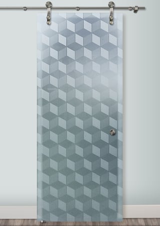 Glass Barn Door with sandblast Frosted Glass Design Art Glass Featuring Sandblast Etched Glass by Sans Soucie