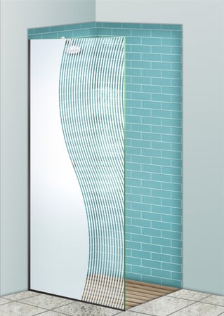 Shower Partition with sandblast Frosted Glass Design Art Glass Featuring Sandblast Etched Glass by Sans Soucie