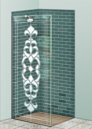 Shower Partition with Frosted Glass Traditional Faux Bevels Design by Sans Soucie