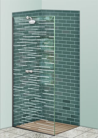 Shower Partition with Frosted Glass Geometric Finer Lines Design by Sans Soucie