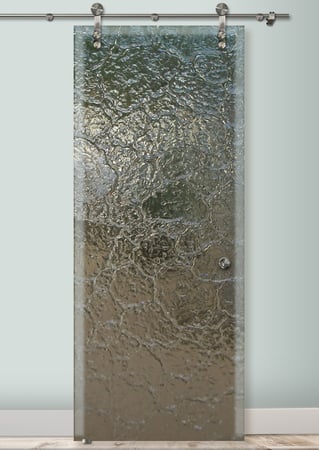Glass Barn Door with sandblast Frosted Glass Design Art Glass Featuring Sandblast Etched Glass by Sans Soucie