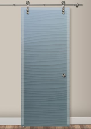 Glass Barn Door with Frosted Glass Patterns Nokes Waves Design by Sans Soucie