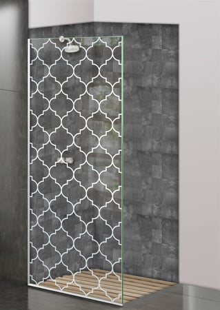 Shower Partition with a sandblast Frosted Glass Patterns Design Custom-Designed Decorative Etched Glass