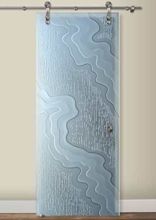 Glass Barn Door with sandblast Frosted Glass Design Art Glass Featuring Sandblast Etched Glass by Sans Soucie
