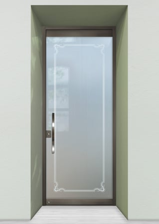 All Glass Front Door with Frosted Glass Traditional Florence Border Design by Sans Soucie