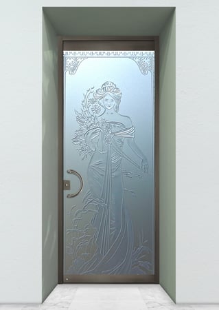 All Glass Front Door with Frosted Glass Art Deco Printemps Design by Sans Soucie