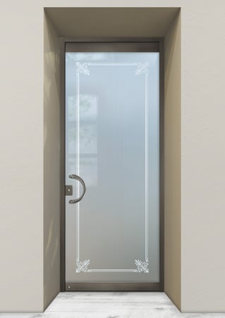 All Glass Front Door featuring a Frosted Glass Traditional Design Sandblast Etched Glass Rochelle Design by Sans Soucie