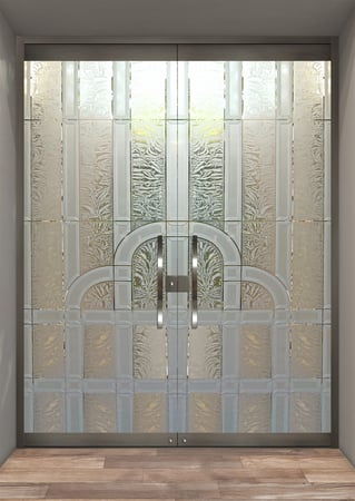 All Glass Front Door with sandblast Frosted Glass Design Art Glass Featuring Sandblast Etched Glass by Sans Soucie