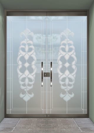 All Glass Front Door with Frosted Glass Traditional Faux Bevels Design by Sans Soucie