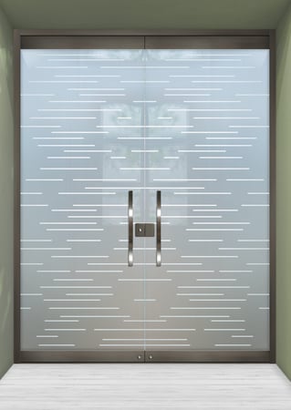 All Glass Front Door with Frosted Glass Geometric Finer Lines Design by Sans Soucie