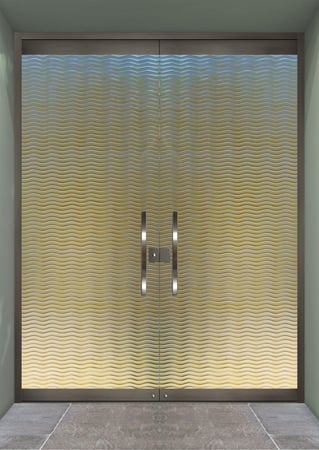 All Glass Front Door with a sandblast Frosted Glass Patterns Design Custom-Designed Decorative Etched Glass