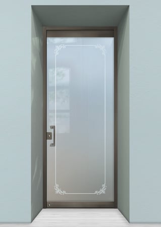 All Glass Front Door with a Frosted Glass Lenora Border Borders Design for Semi-Private by Sans Soucie Art Glass