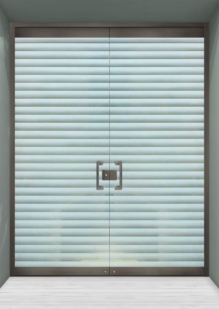 All Glass Front Door with a Frosted Glass Louvres Geometric Design for Semi-Private by Sans Soucie Art Glass