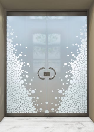 All Glass Front Door with Frosted Glass Patterns River Rock Design by Sans Soucie