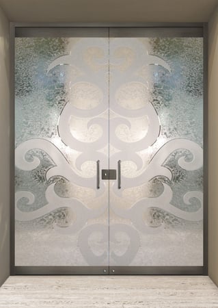 All Glass Front Door with a Frosted Glass Seville Traditional Design for Semi-Private by Sans Soucie Art Glass