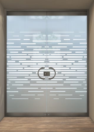 All Glass Front Door with Frosted Glass Geometric Strips Expanded Design by Sans Soucie