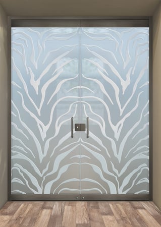 All Glass Front Door with Frosted Glass Wildlife Tiger Stripes Design by Sans Soucie